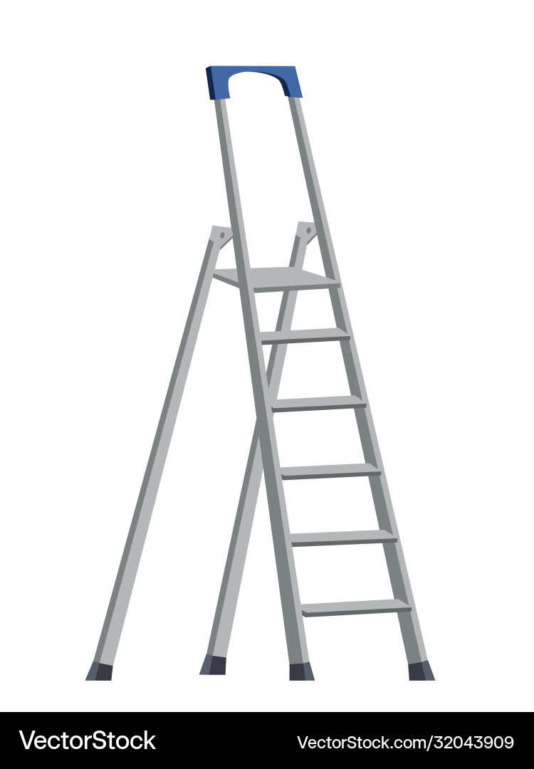 Aluminum step folding ladder isolated on white Aluminum step folding ladder isolated on white vector image