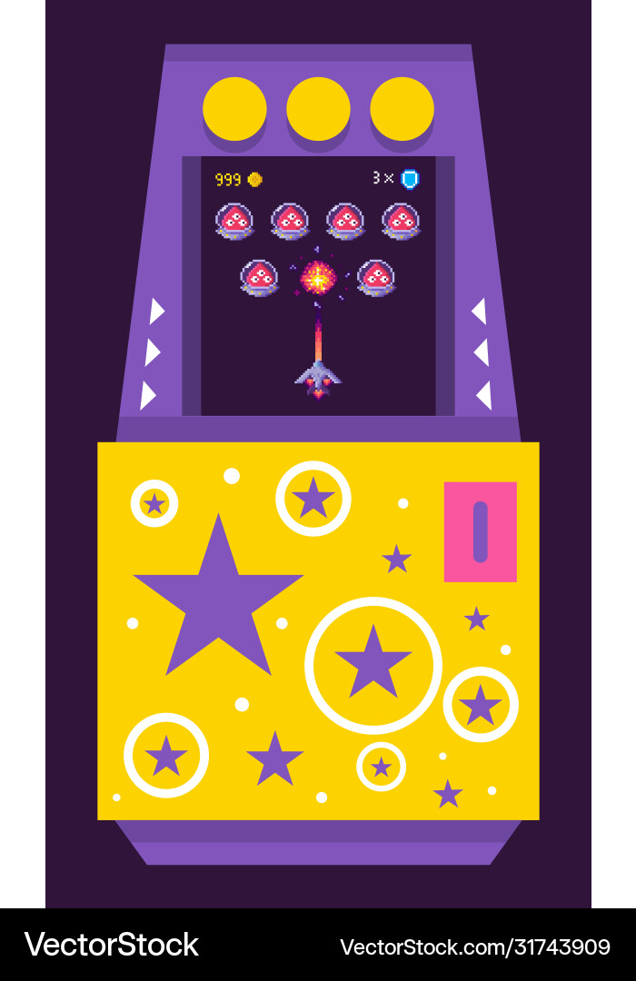Arcade game machine with alien monsters Arcade game machine with alien monsters vector image