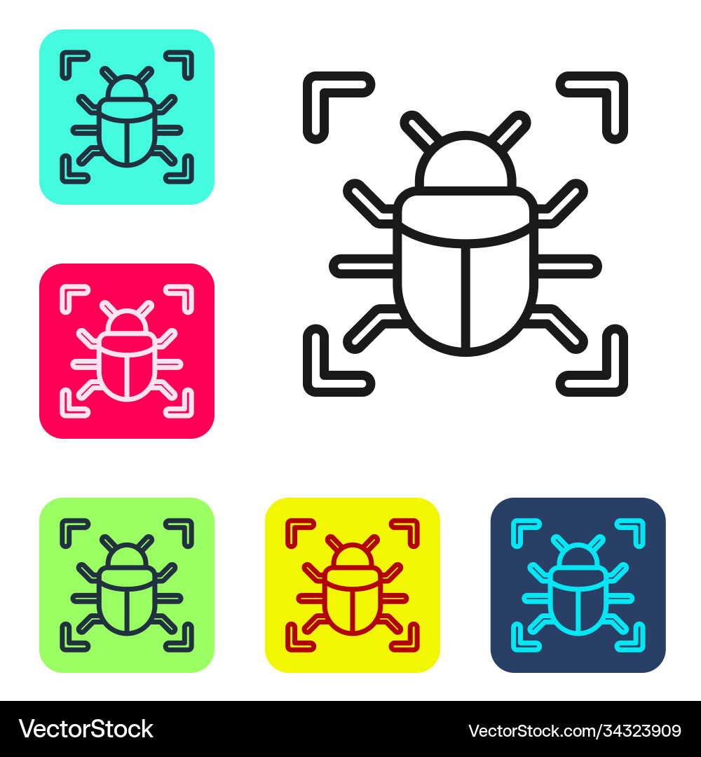 Black line system bug concept icon isolated Vector Image