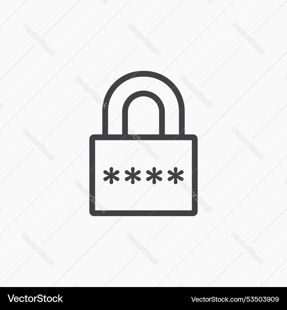 Code lockline in thin line black color flat Vector Image