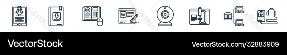 Elearning line icons linear set quality Elearning line icons linear set quality vector image