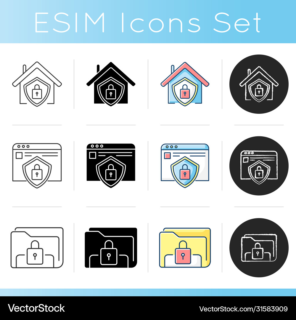 Internet security system icons set Internet security system icons set vector image