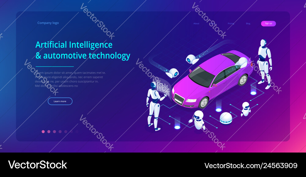 Isometric cybernetic robots works with a virtual Isometric cybernetic robots works with a virtual vector image