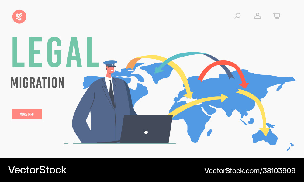 Legal migration landing page template passport Legal migration landing page template passport vector image