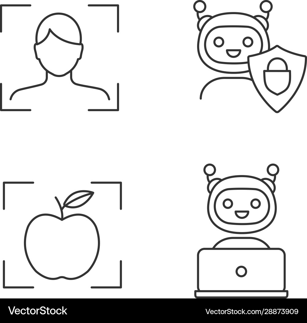 Machine learning linear icons set Machine learning linear icons set vector image