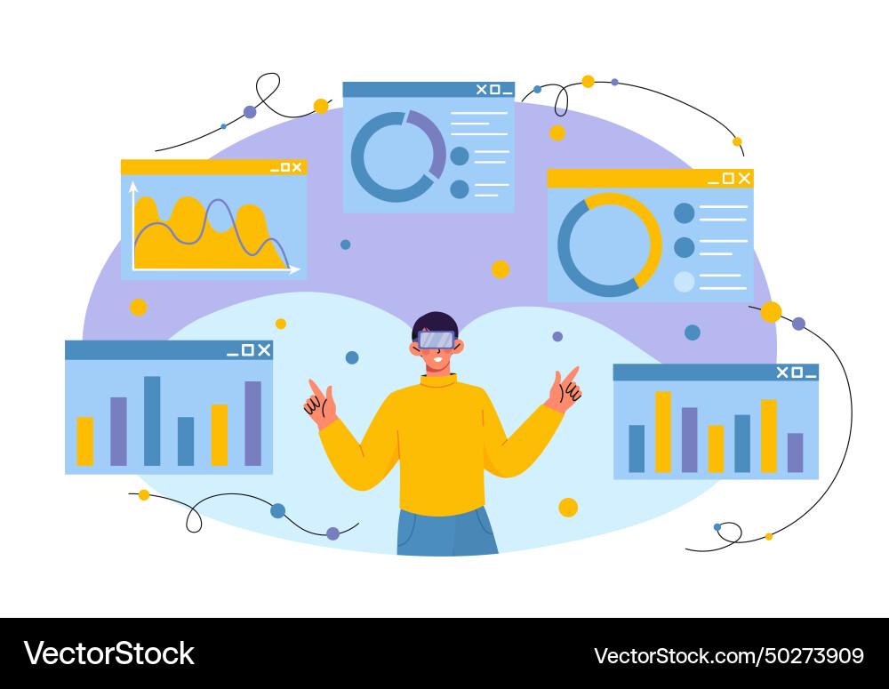 Man with reality simulation concept Vector Image