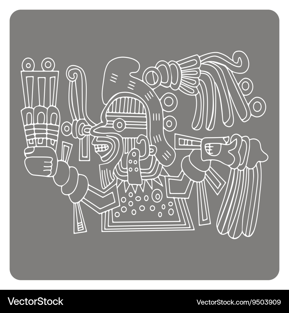 Monochrome icon with symbols from aztec codices Vector Image