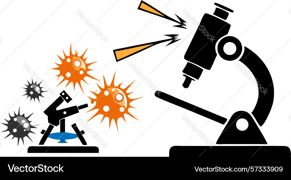 Multiple microscopes and cellular investigation Vector Image