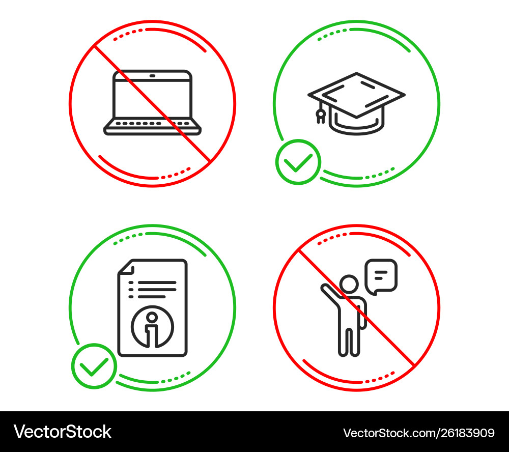 Notebook technical info and graduation cap icons Notebook technical info and graduation cap icons Vector Image