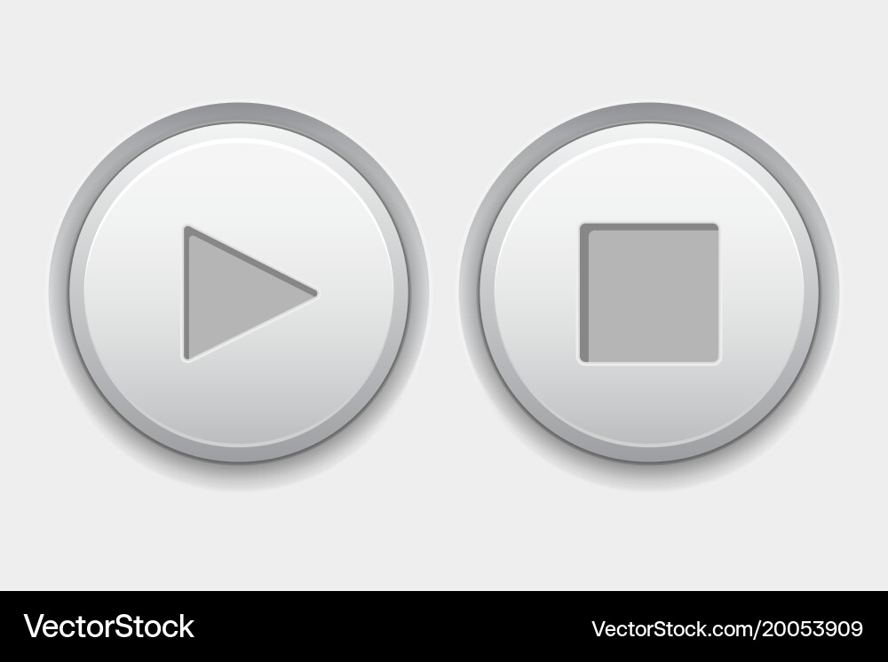 Play and stop round white interface buttons Vector Image
