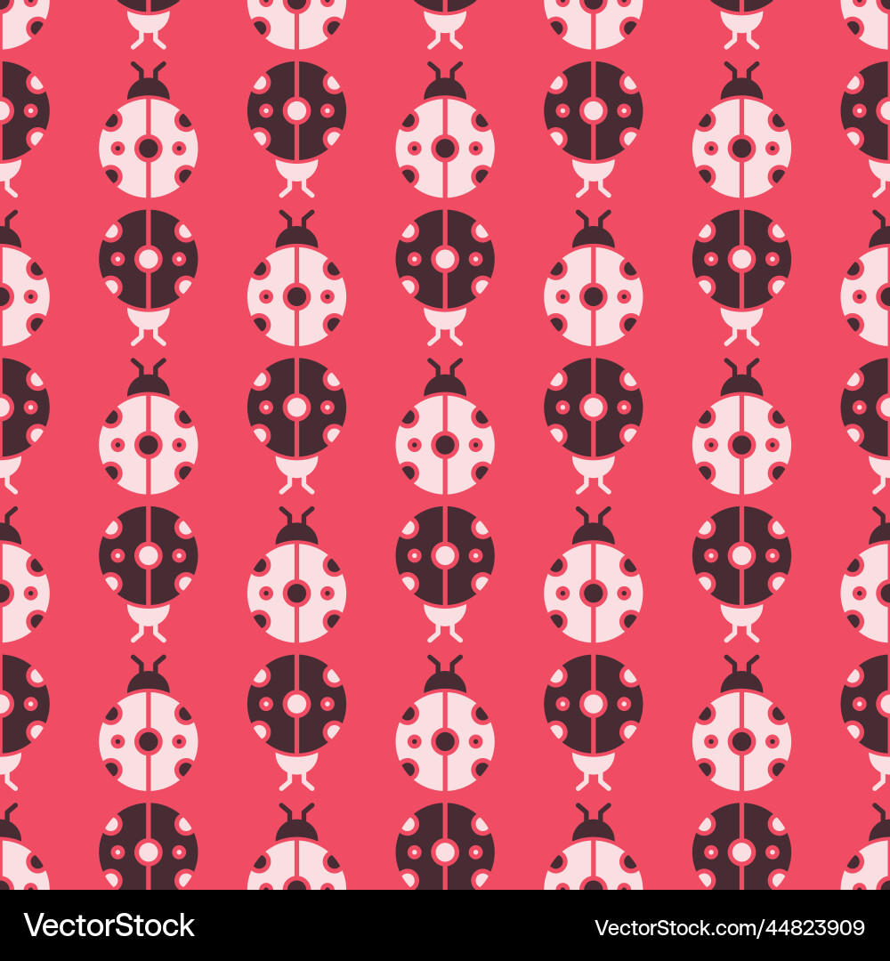 Red and white ladybug repeat pattern vector image