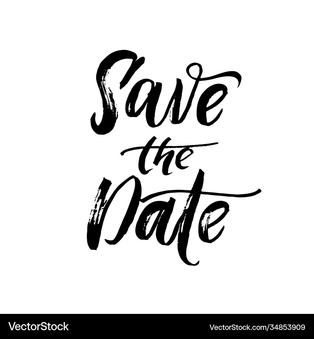 Save date text calligraphy Save date text calligraphy Vector Image