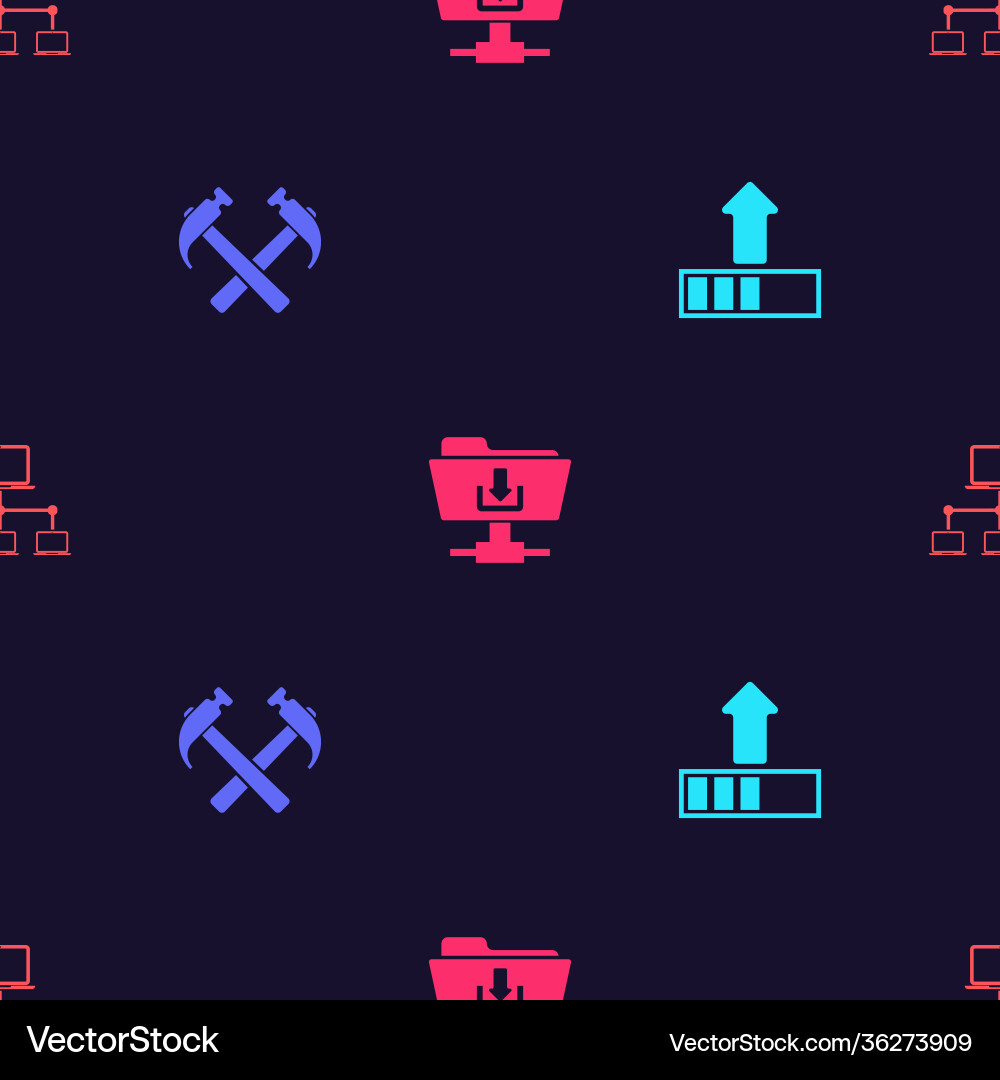 Set loading two crossed hammers ftp folder Set loading two crossed hammers ftp folder vector image