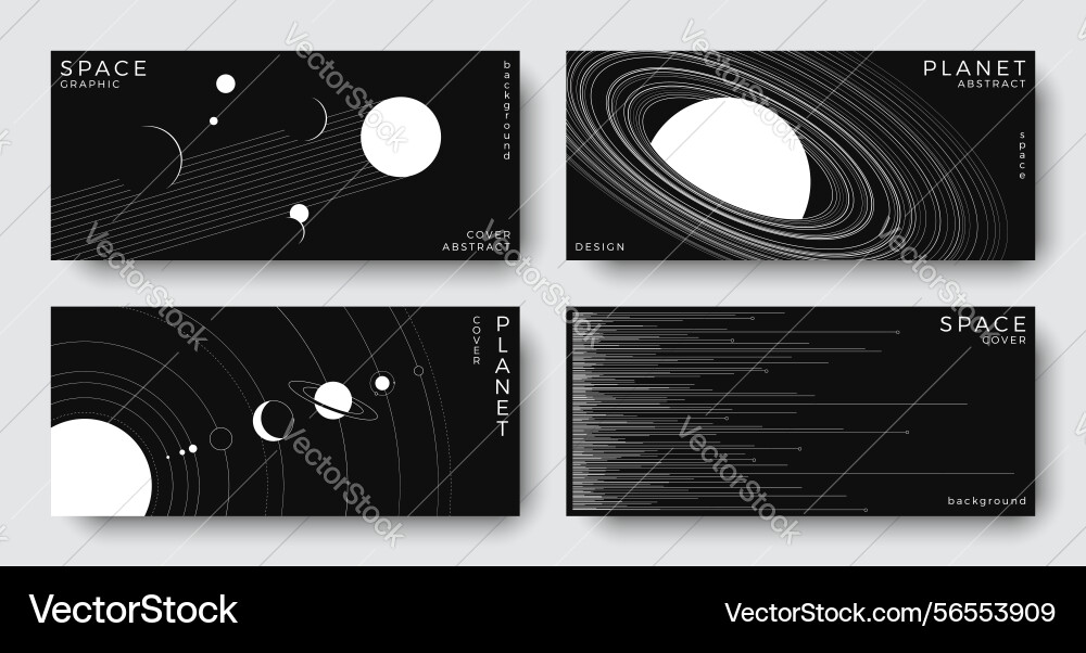 Set of abstract space horizontal backgrounds Vector Image