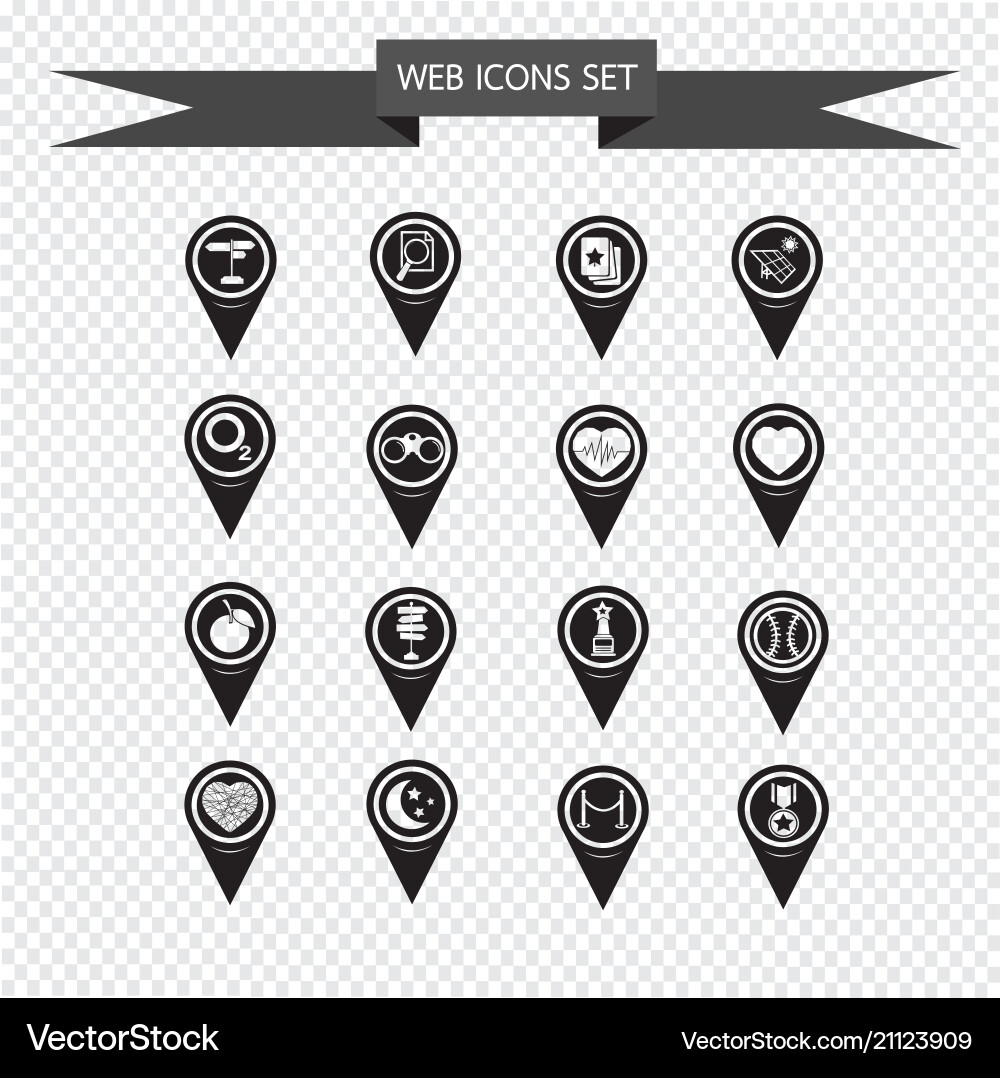 Set of map pointer icons for website Set of map pointer icons for website vector image