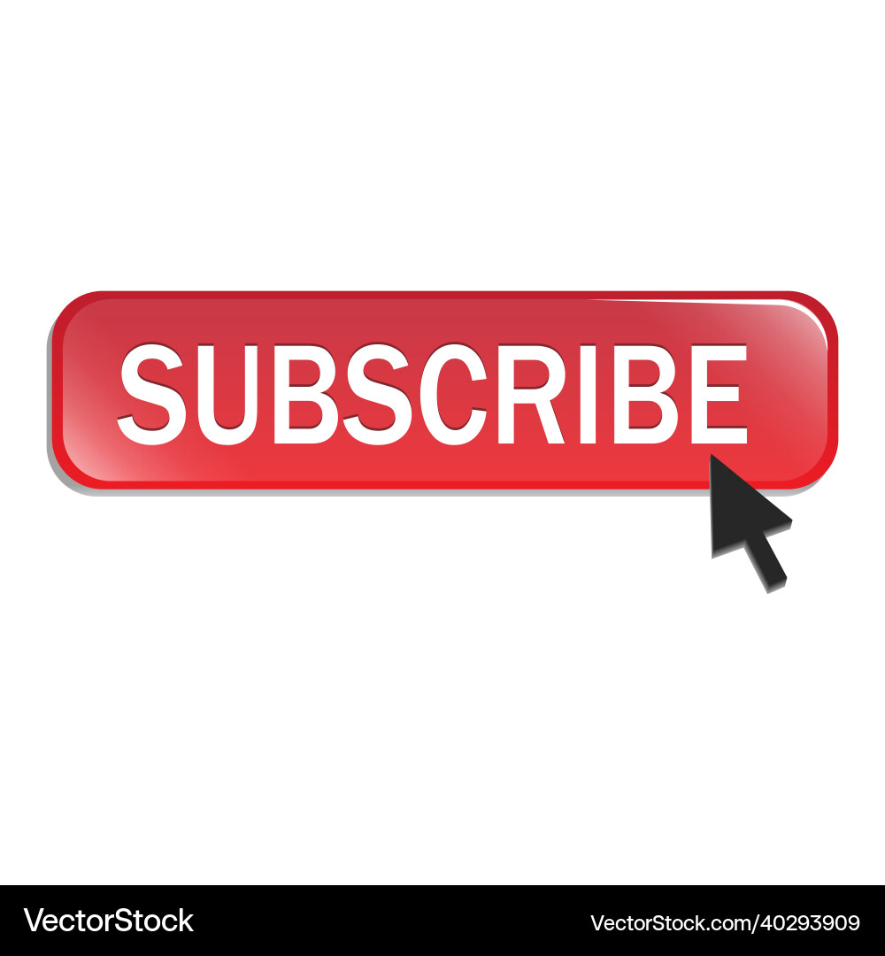 Stylish red subscribe button with black cursor Stylish red subscribe button with black cursor vector image