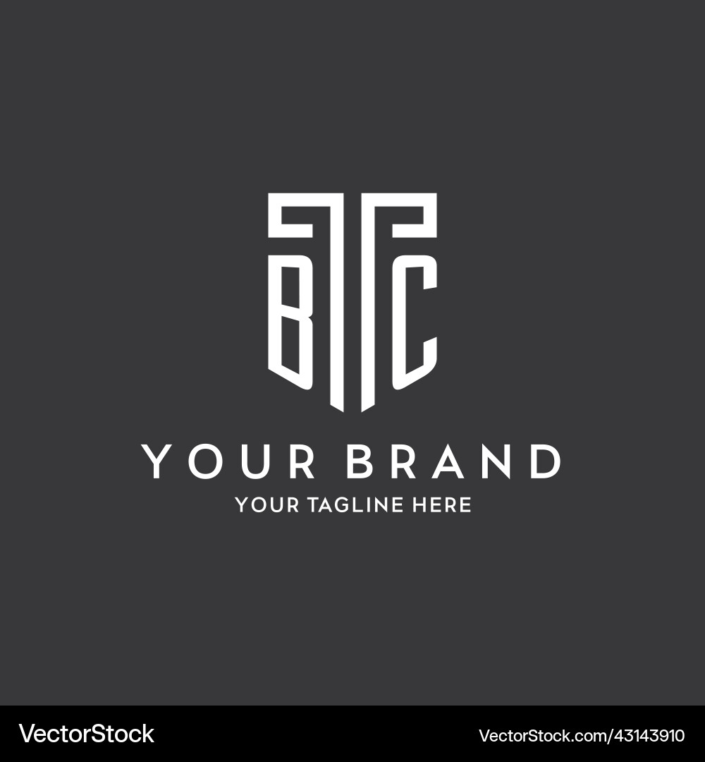 Bc monogram initial name with shield shape icon Vector Image
