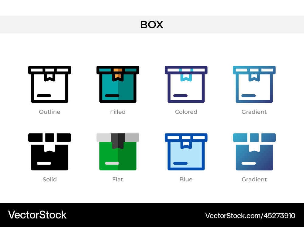 Box icon in different style icons designed Box icon in different style icons designed vector image