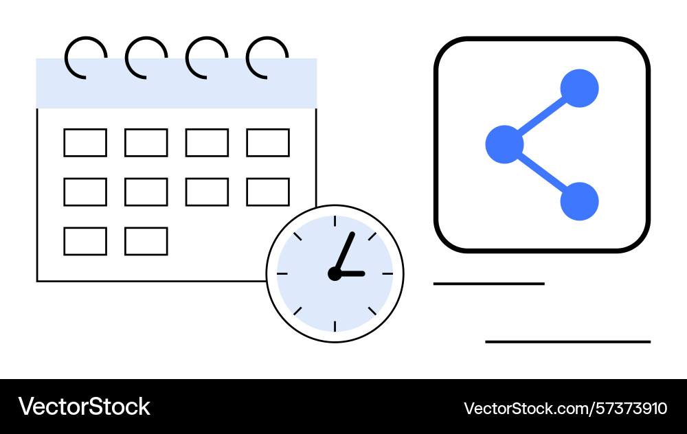 Calendar clock and share symbol representing Calendar clock and share symbol representing vector image