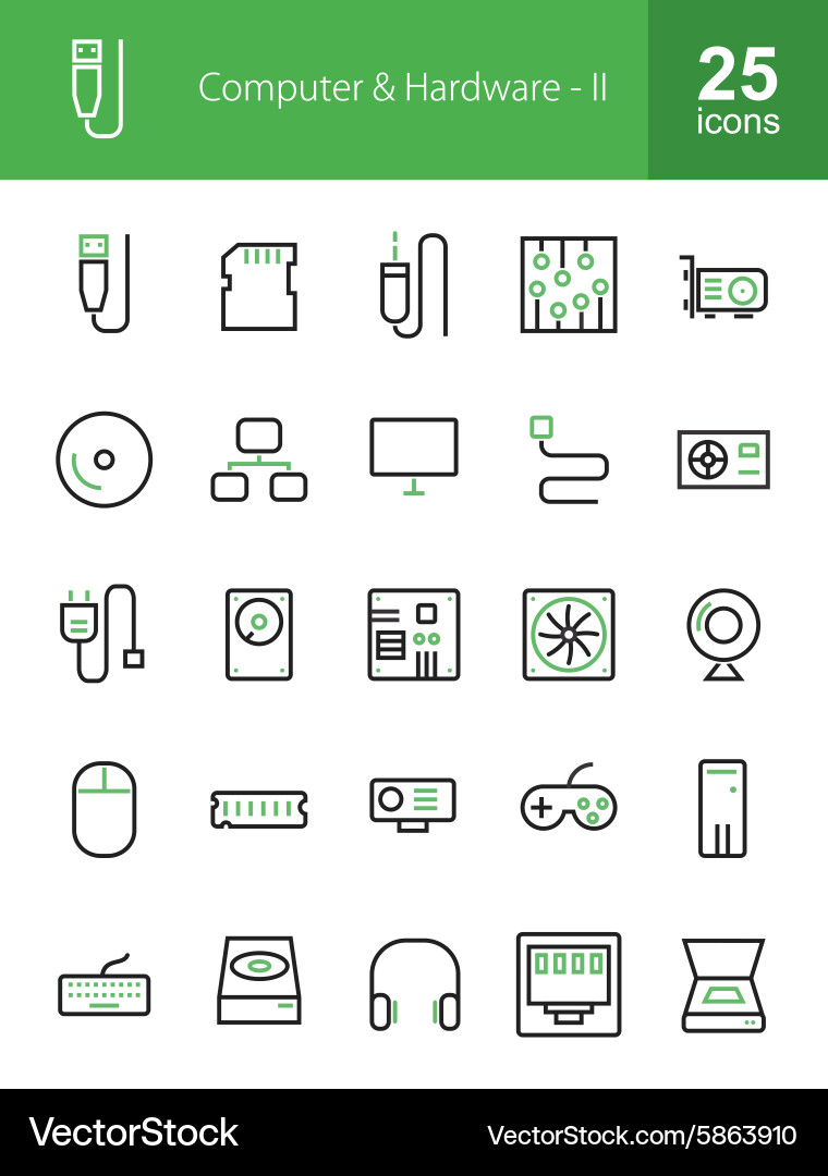 Computer and hardware vector image