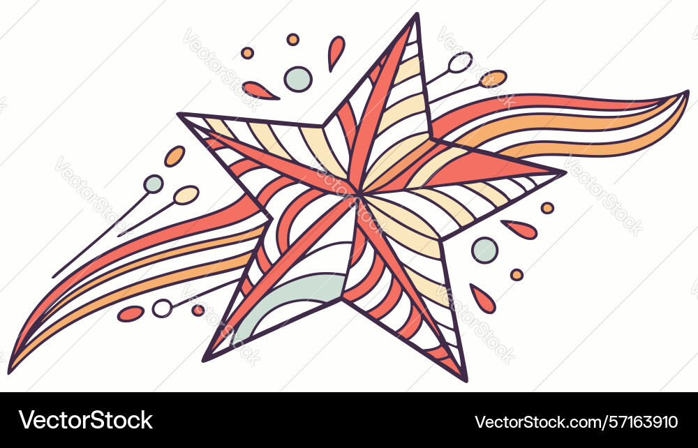 Dynamic abstract star with flowing colorful vector image