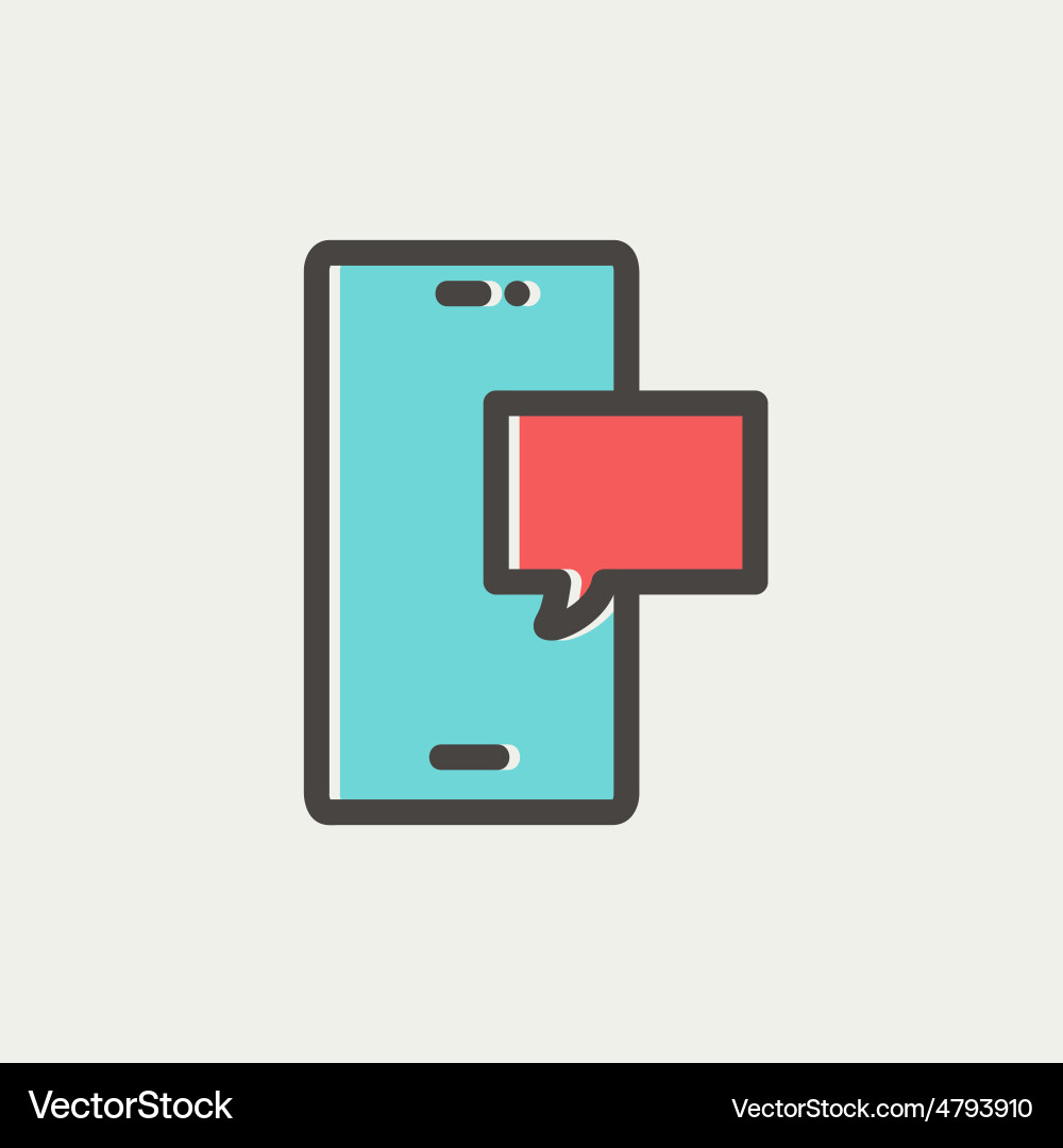 Empty speech bubble in smartphone thin line icon vector image