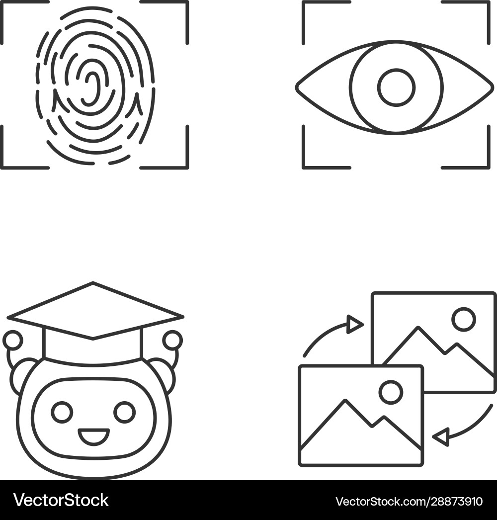 Machine learning linear icons set Machine learning linear icons set vector image
