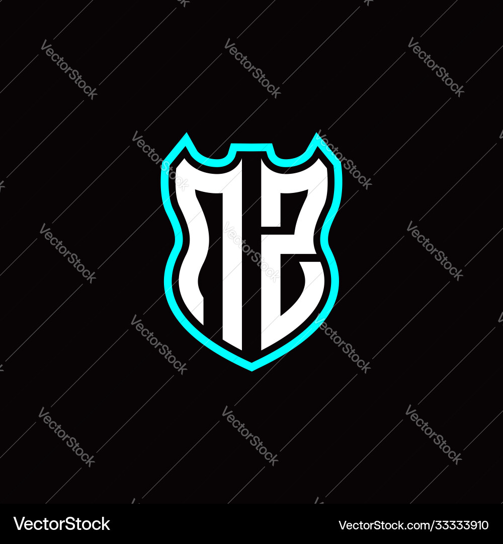 N z initial logo design with shield shape N z initial logo design with shield shape vector image