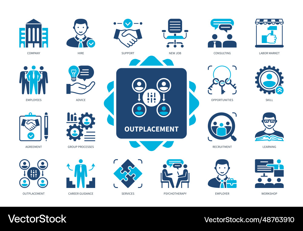 Outplacement solid icon set Outplacement solid icon set vector image