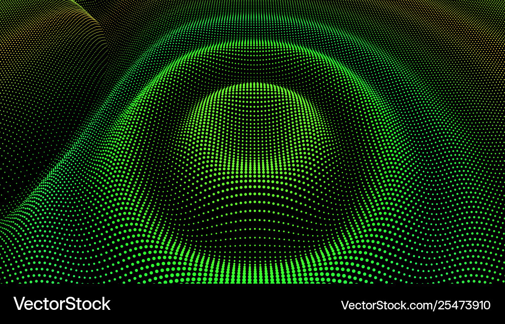 Particle 3d wavy ripple effect color grid surface Vector Image
