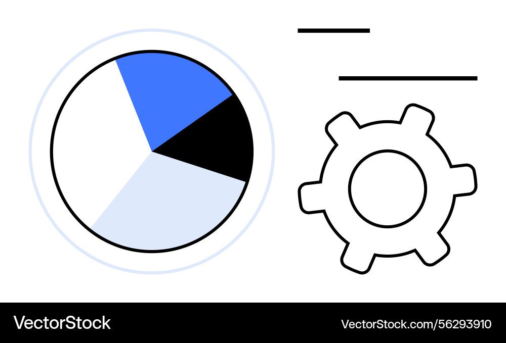 Pie chart and gear representing data analysis Vector Image