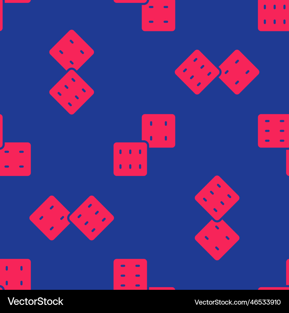Red game dice icon isolated seamless pattern vector image
