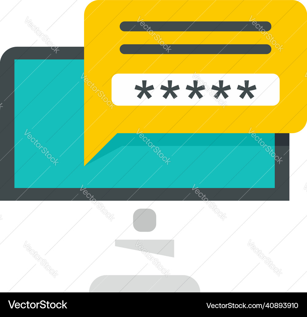 Secured computer password icon flat isolated Secured computer password icon flat isolated vector image