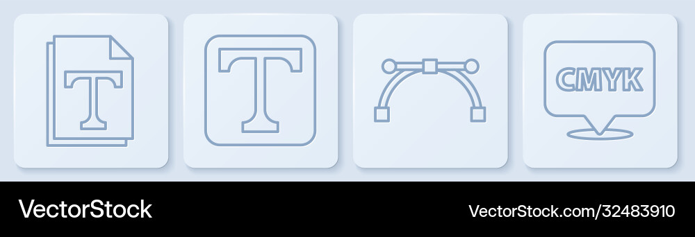 Set line text file document bezier curve vector image