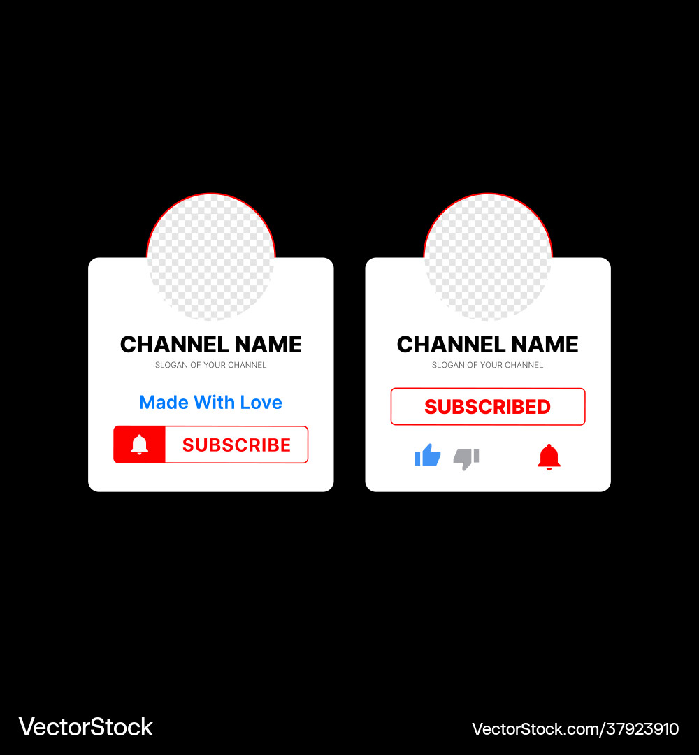 Template for account interface on video platform Template for account interface on video platform vector image