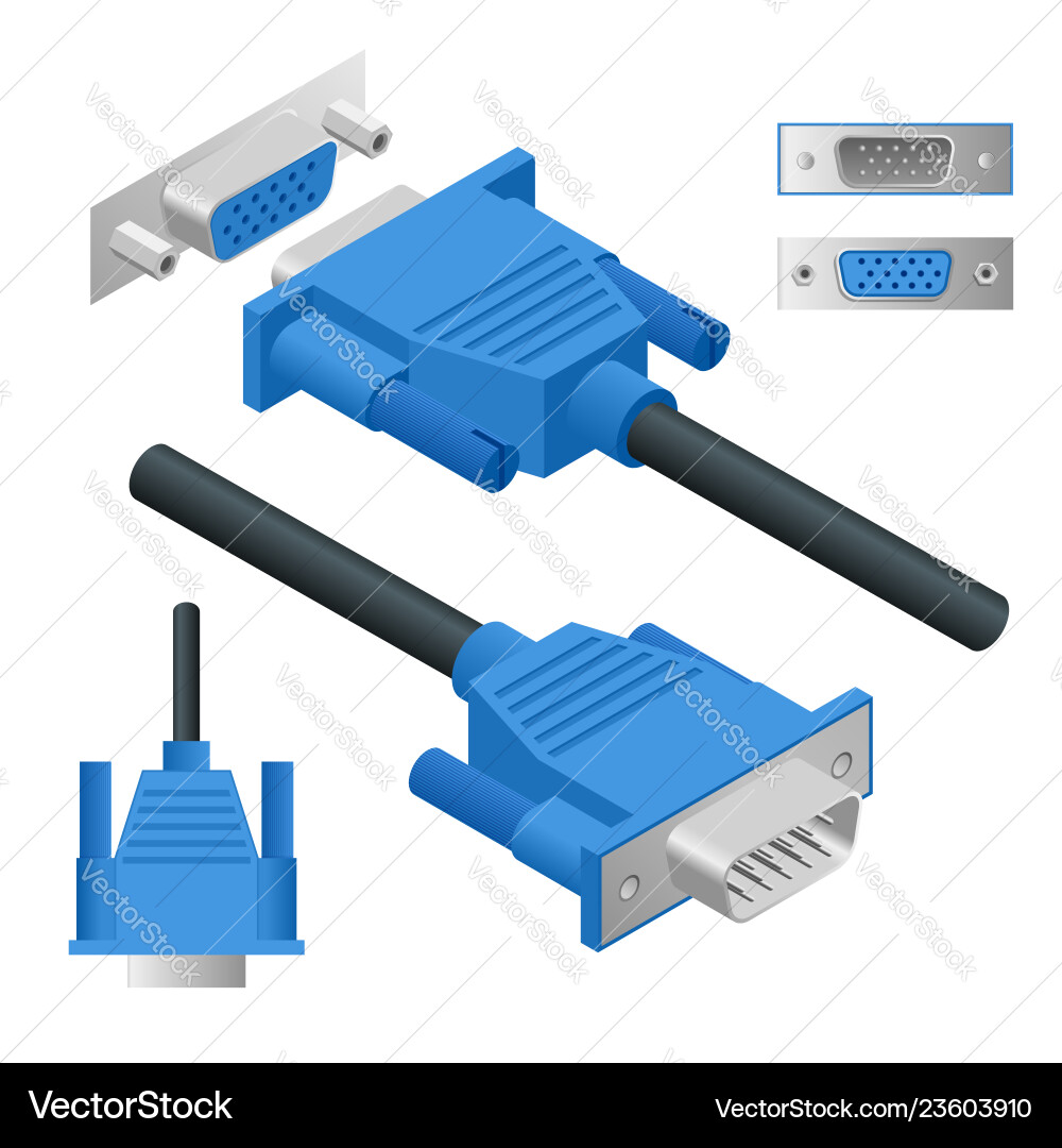 VGA Connector - Isometry View vector image