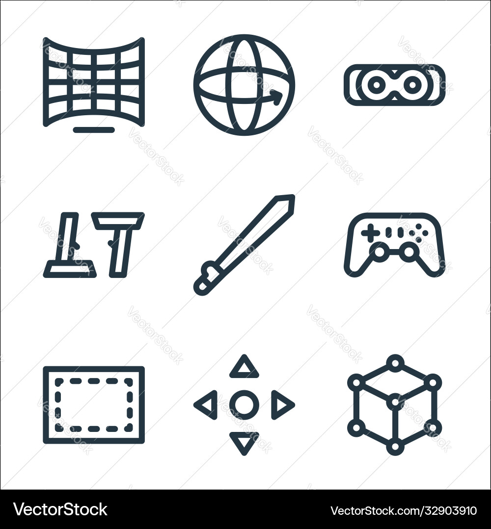 Virtual reality line icons linear set quality Virtual reality line icons linear set quality vector image