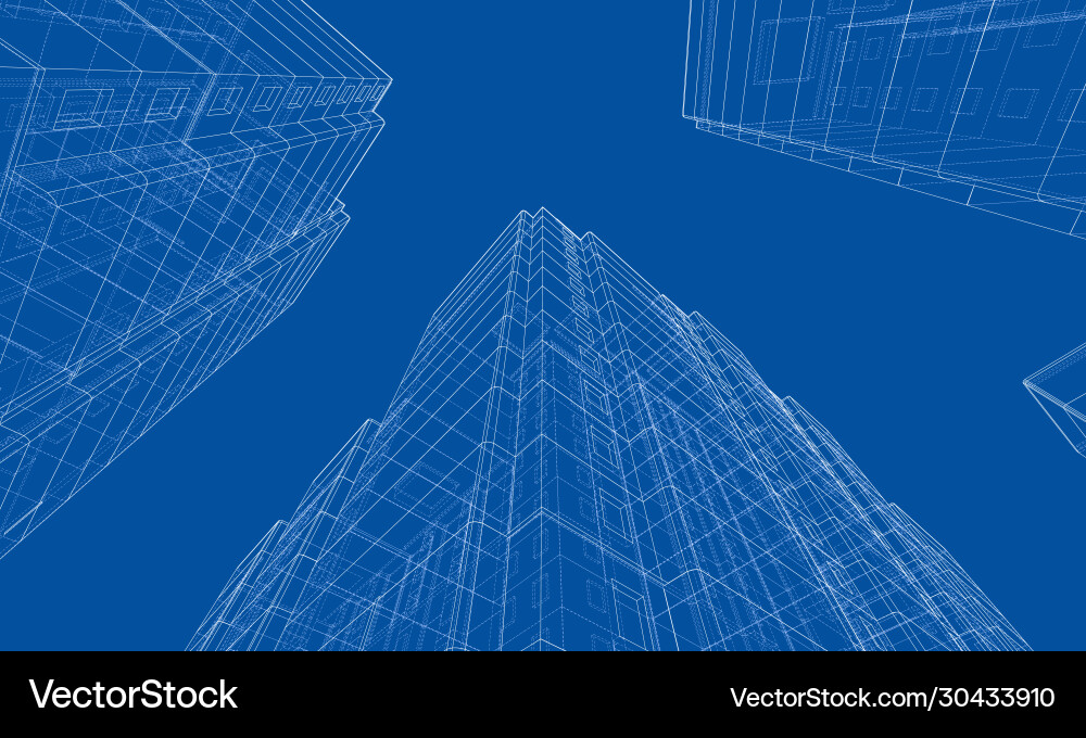 Wire-frame model a multi-storey building Wire-frame model a multi-storey building Vector Image
