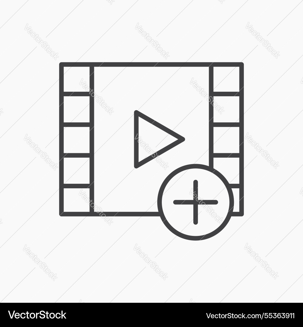 Add video icon isolated in black line Vector Image