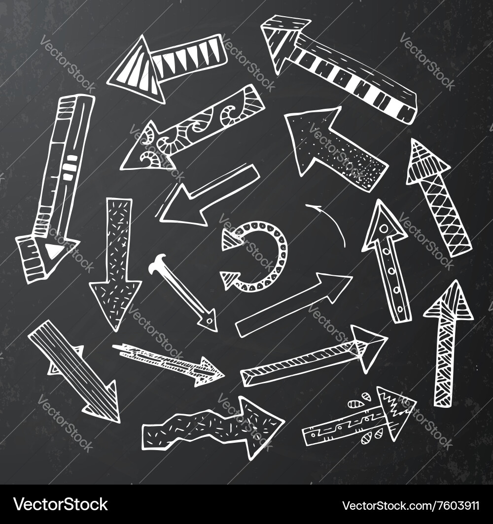 Arrow Icon Set - Chalkboard Style Vector Image