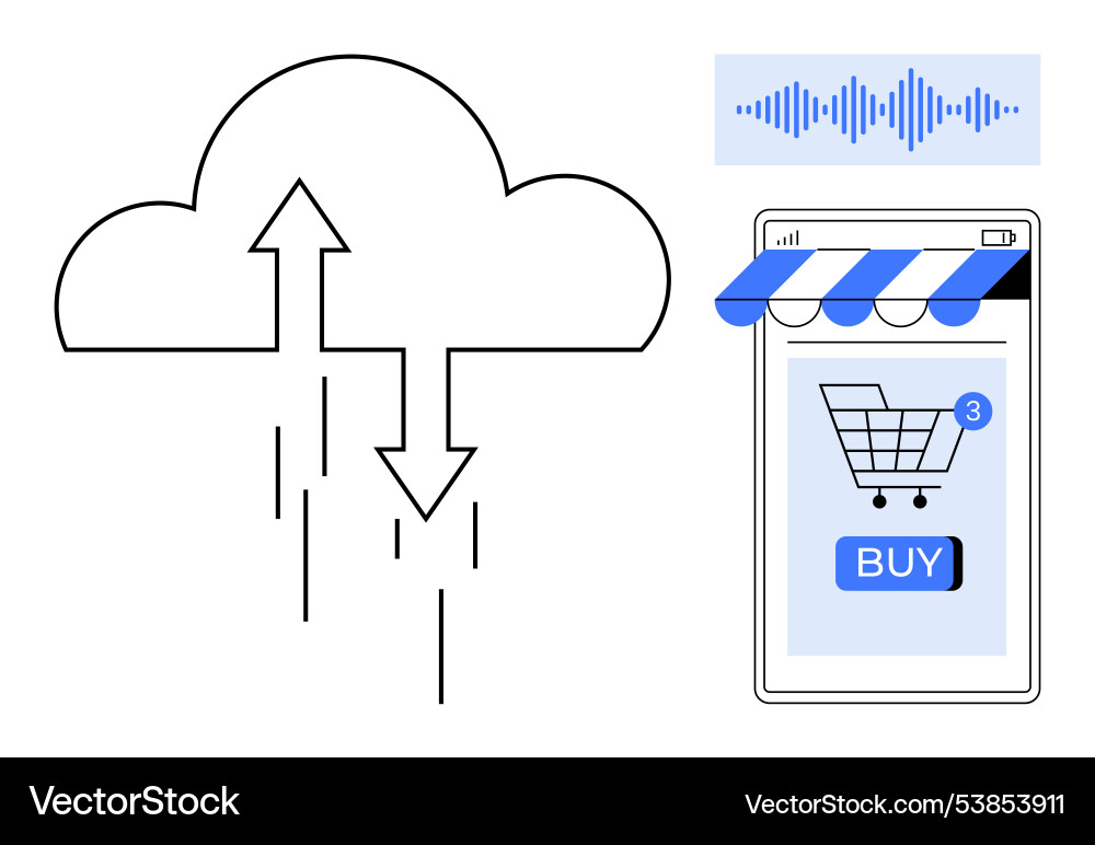 Cloud computing and e-commerce with voice Cloud computing and e-commerce with voice Vector Image