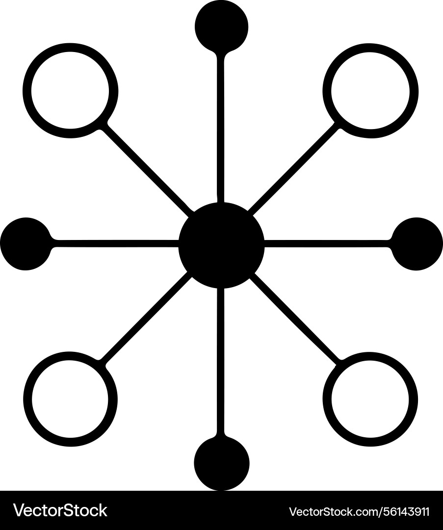 Complex network hub spoke connection icon vector image