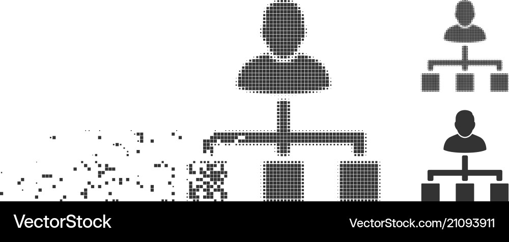 Destructed pixel halftone user hierarchy icon Destructed pixel halftone user hierarchy icon vector image