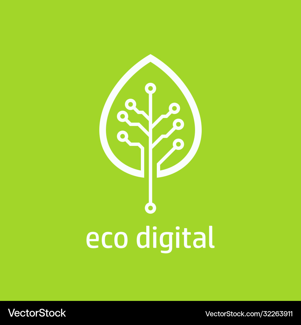 Digital Tree Leaf Icon vector image