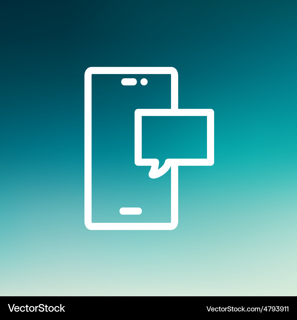 Empty speech bubble in smartphone thin line icon Vector Image