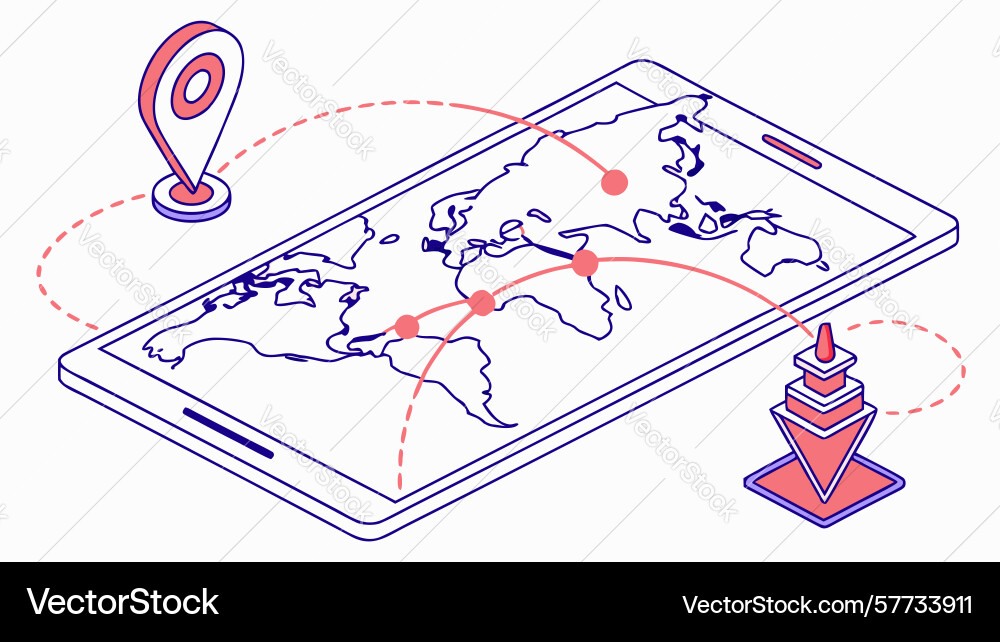 Global navigation and location tracking vector image