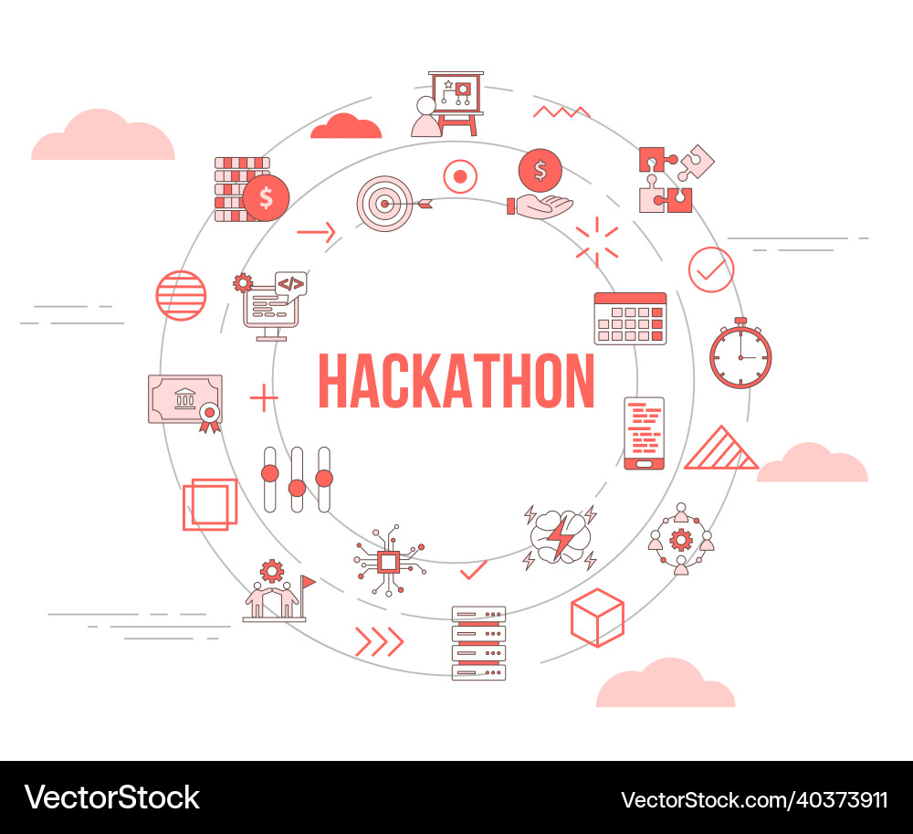 Hackathon concept with icon set template banner Vector Image