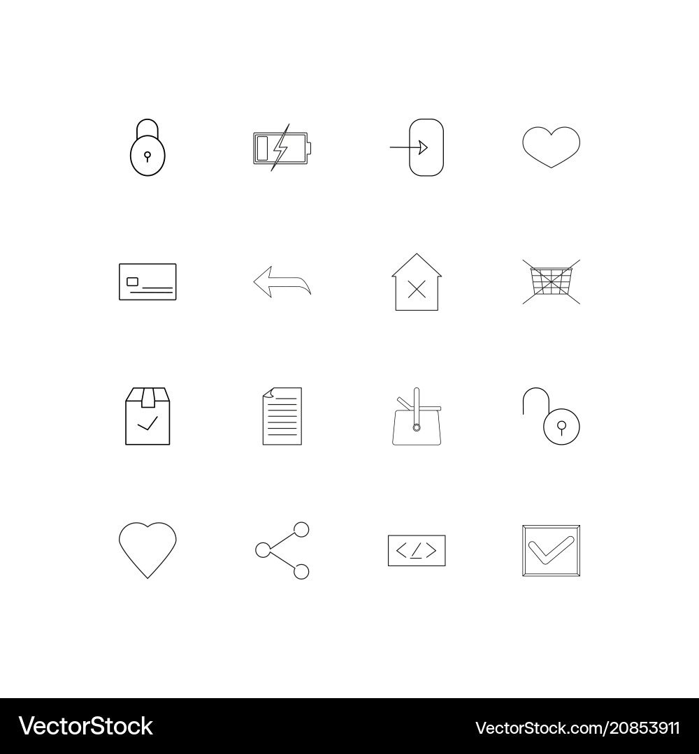 Interface linear thin icons set outlined simple vector image