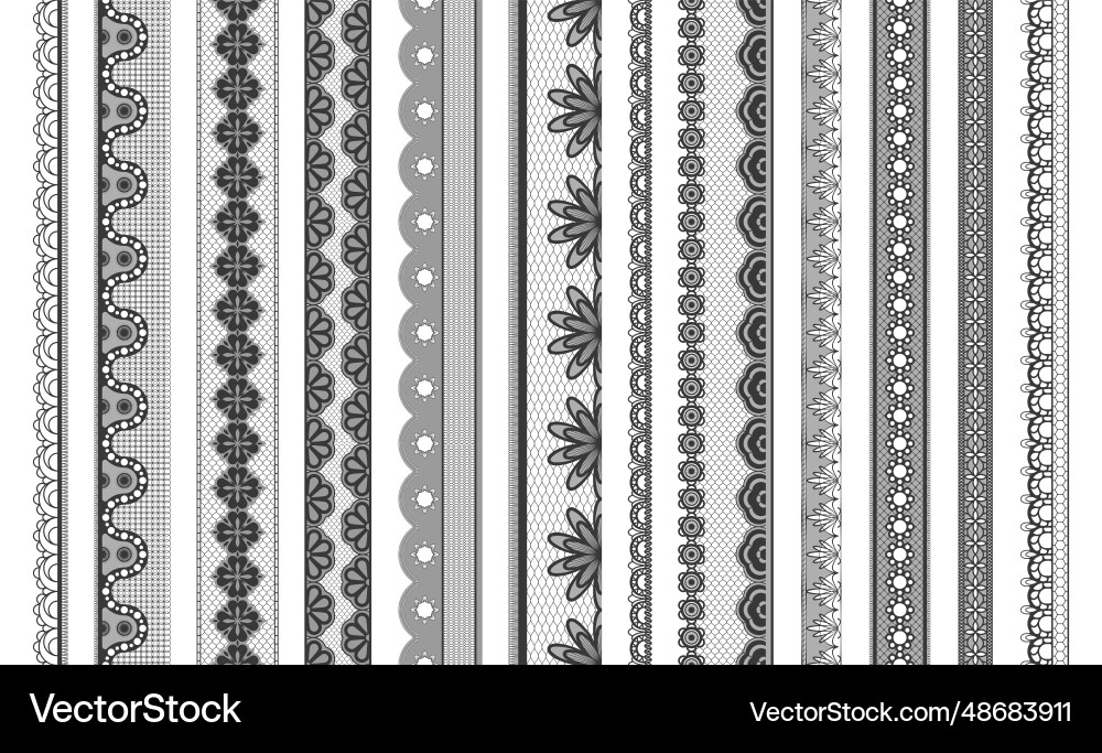 Lace ribbons geometric ornamental trim Lace ribbons geometric ornamental trim vector image
