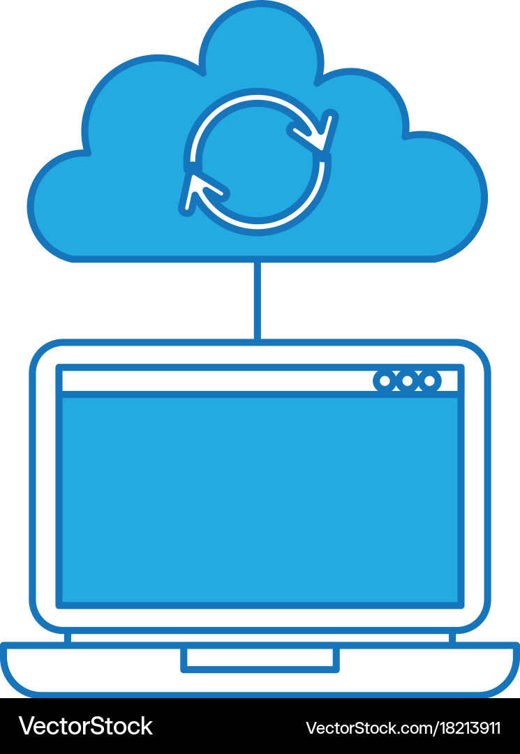 Laptop cloud computing refresh data storage vector image